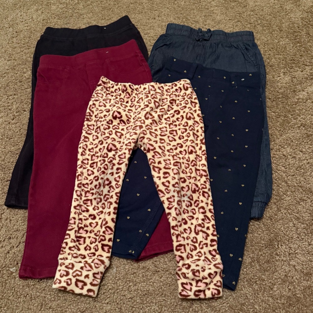 Lot of 5 Garanimals and Mon Petit Toddler Girls Pants Jeggings 2T Heart Print